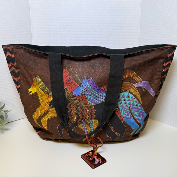 Laurel Burch Native Horses Travel Large Tote Bag Colorful, Cotton Western Whimsy - Picture 13 of 16